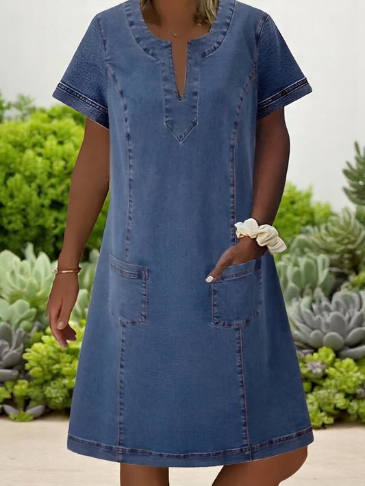 JULIET | Soft Denim Dress with Front Pockets