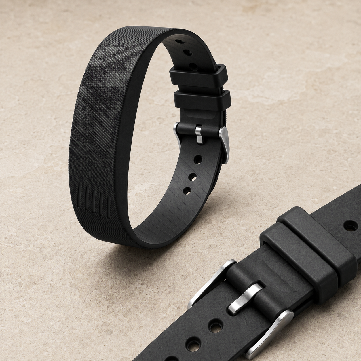 Spark alarm wristband material and buckle detail