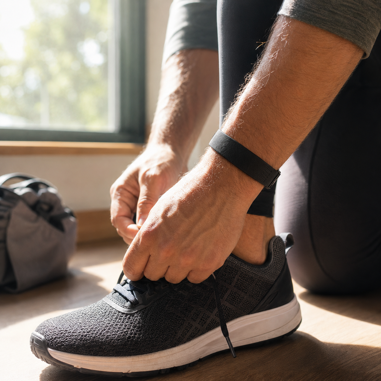 Spark alarm wristband during an early morning routine