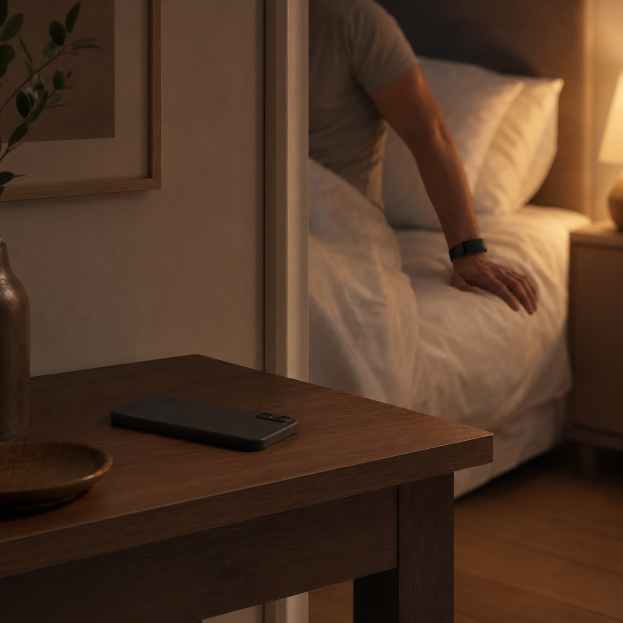 Phone left outside the bedroom while wearing the Spark alarm